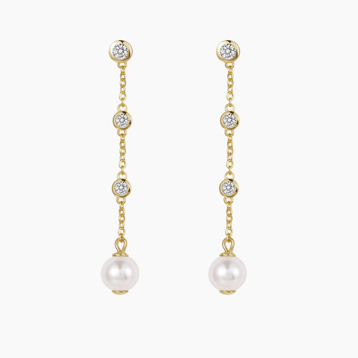 pearl dangle earrings, cz pearl earrings, silver pearl earrings