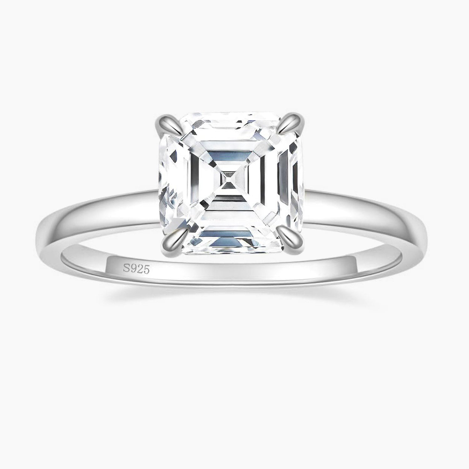 2CT engagement ring, asscher cut ring, cubic zirconia ring, sterling silver ring, cubic zirconia engagement ring, affordable jewelry, travel ring, CZ Stones