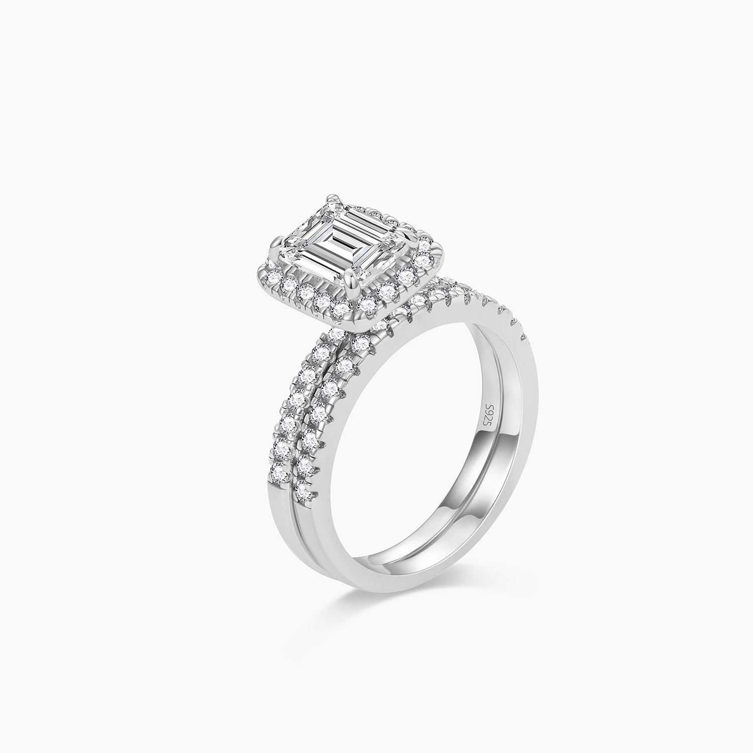 s925 silvers set, emerald cut rings, 2ct rings for wedding, 2ct rings for women, gold plated rings, stuuning cz ring, eternity ring