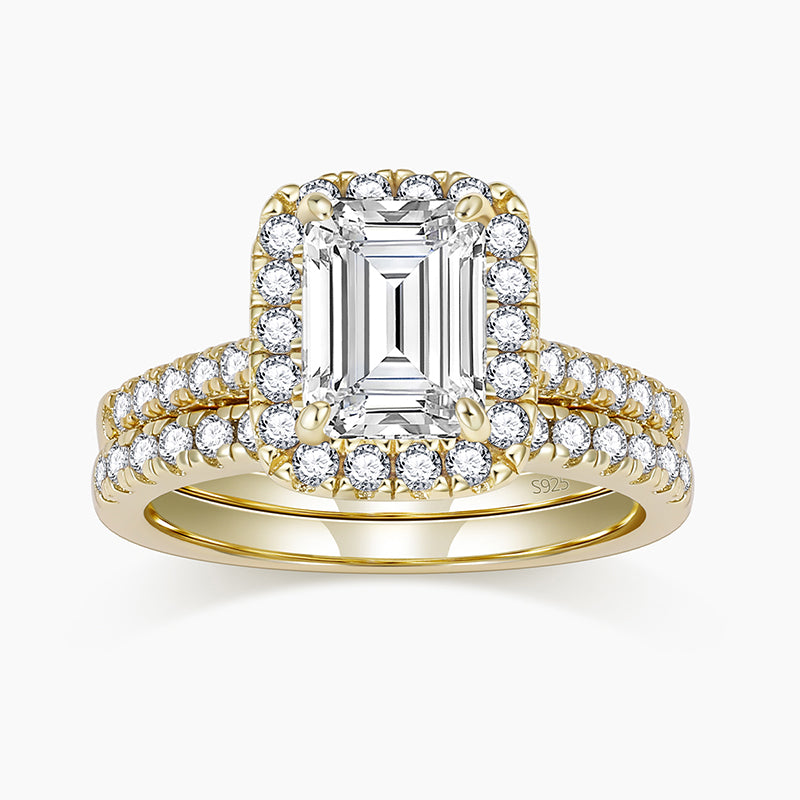 s925 silvers set, emerald cut rings, 2ct rings for wedding, 2ct rings for women, gold plated rings, stuuning cz ring, eternity ring