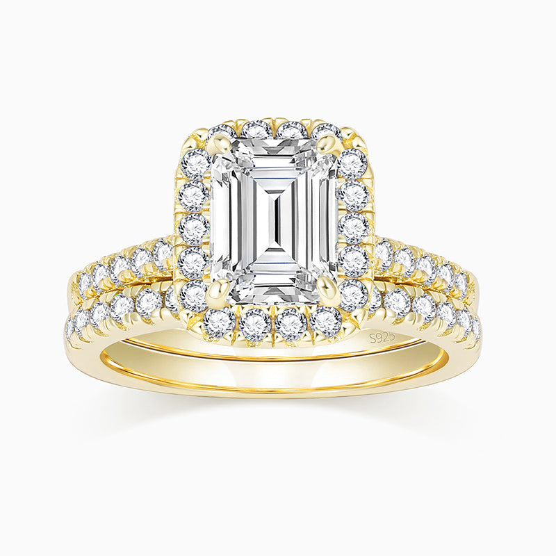 s925 silvers set, emerald cut rings, 2ct rings for wedding, 2ct rings for women, gold plated rings, stuuning cz ring, eternity ring