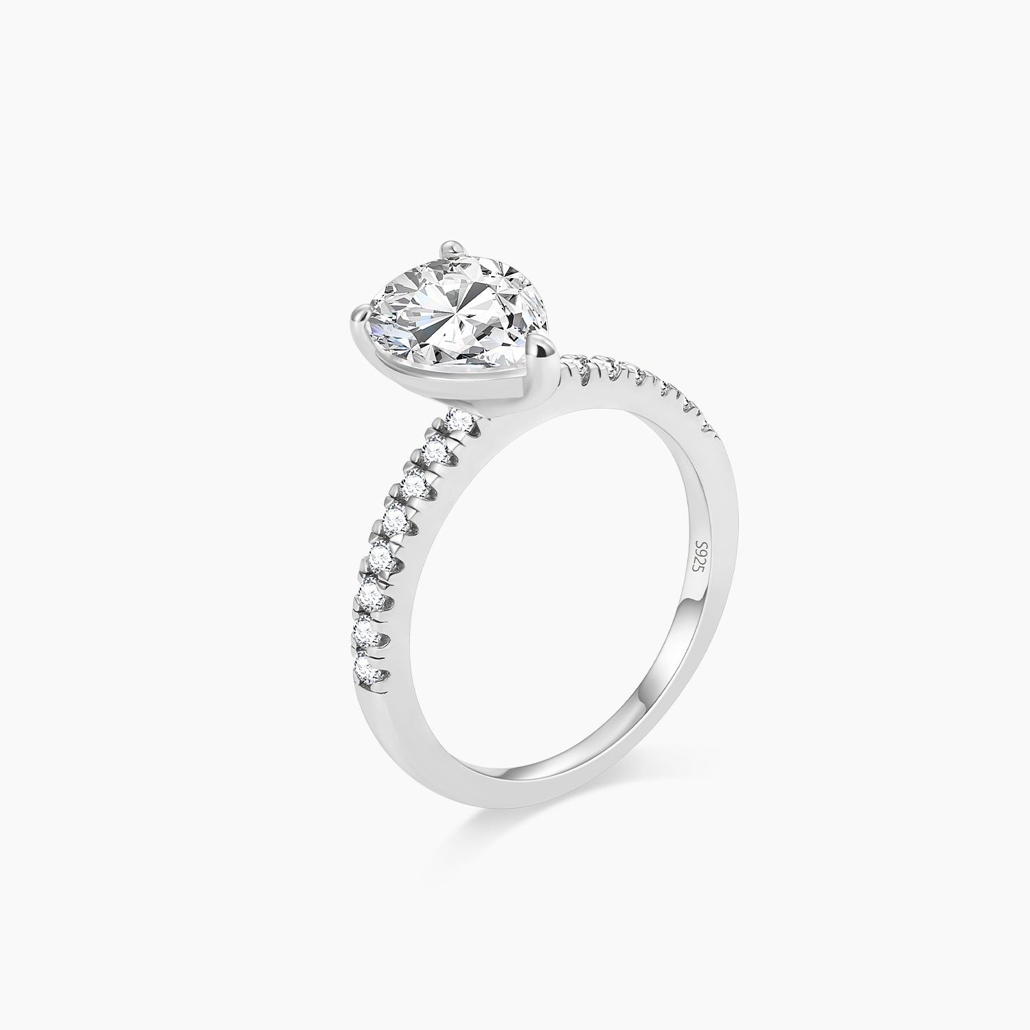 2.60 Ct Pear high quality Shape Solitaire Silver Ring,Halo ring,Round Solitaire Ring, Women silver ring, Women promise ring, Dainty silver ring