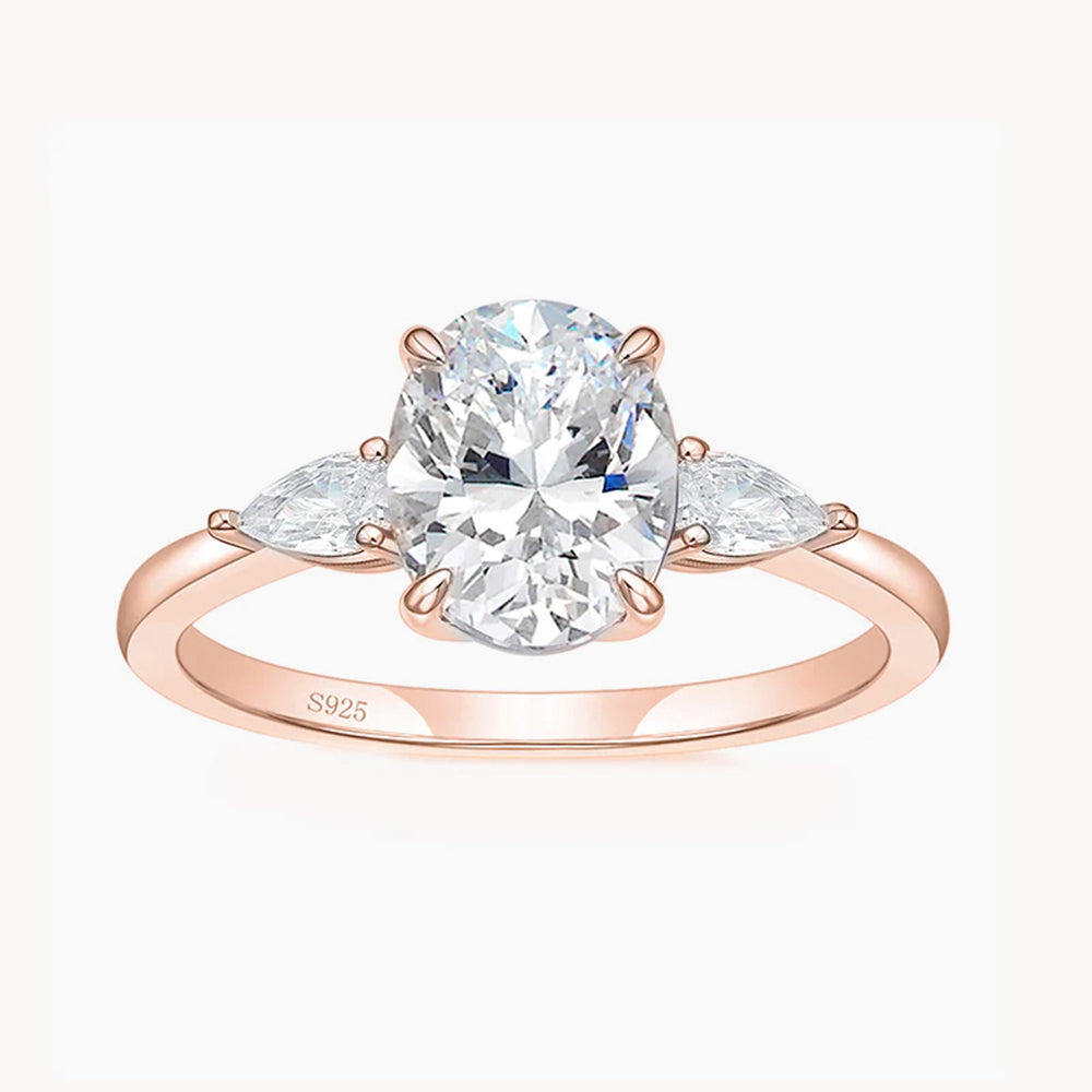 Engagement Ring Rose Gold Plated Ring 6*8mm Oval Cut Cubic Zirconia Ring popular Gemstone Ring Silver Ring