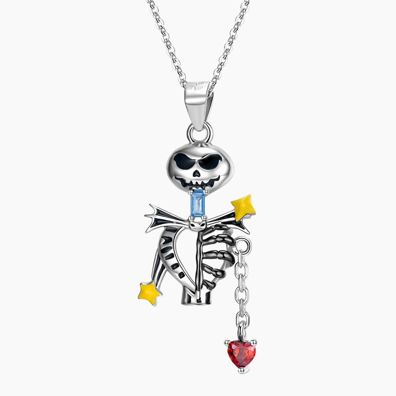 Collana con ciondolo scheletro di Halloween in argento sterling