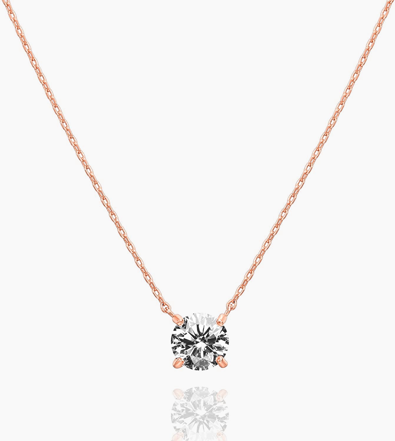 solitaire necklace for women, sterling silver necklace, silver gemstone necklace, cubic zirconia necklace