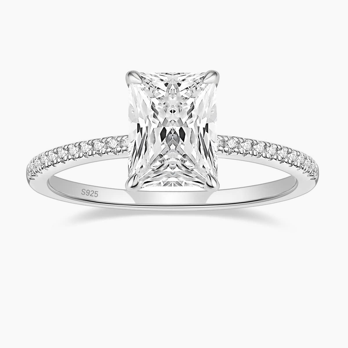 radiant cut ring, sterling silver rings for women, affordable wedding rings, stunning cubic zirconia ring, 3ct ring