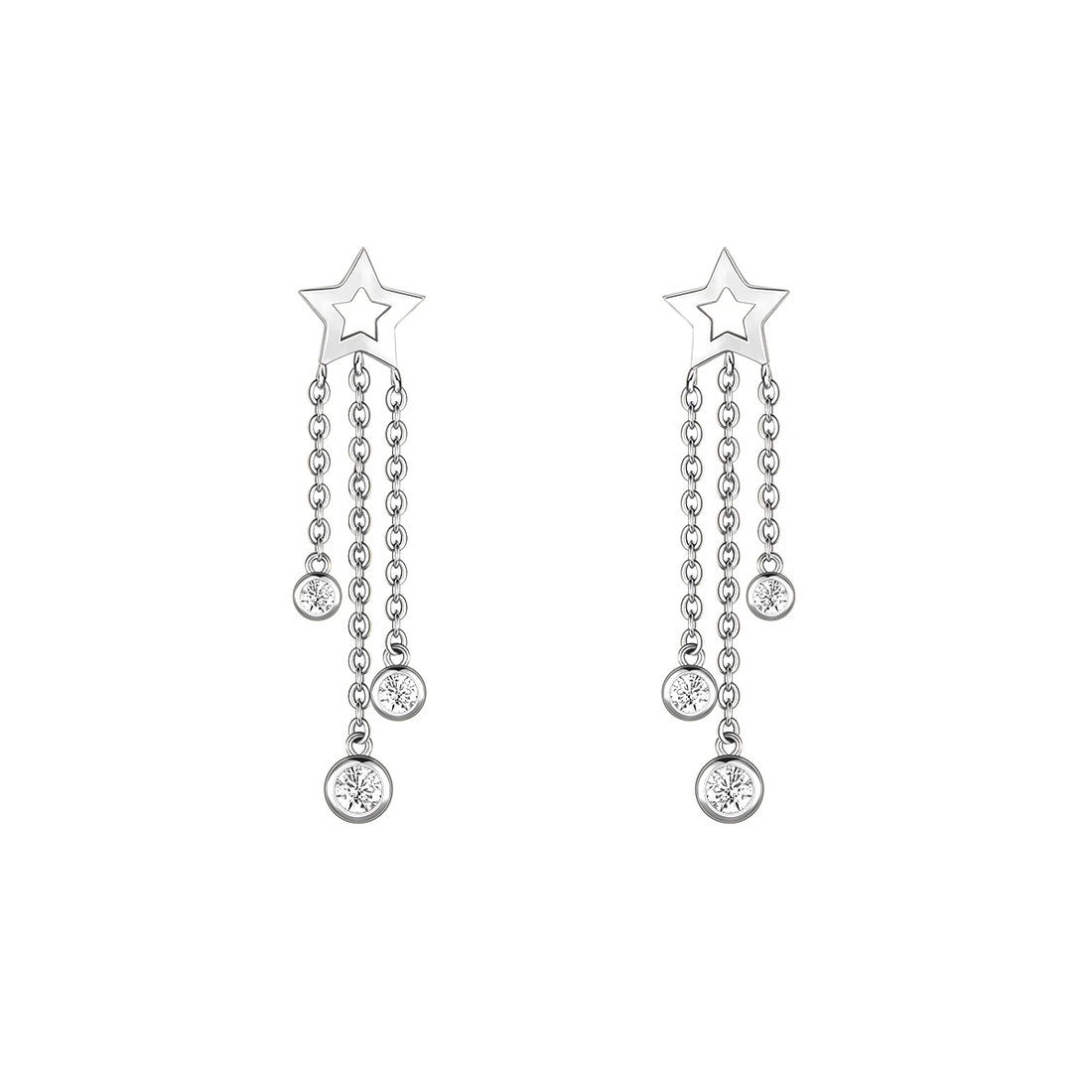 silver start drop earrings, cz charm earrings, stunning jewelry for women