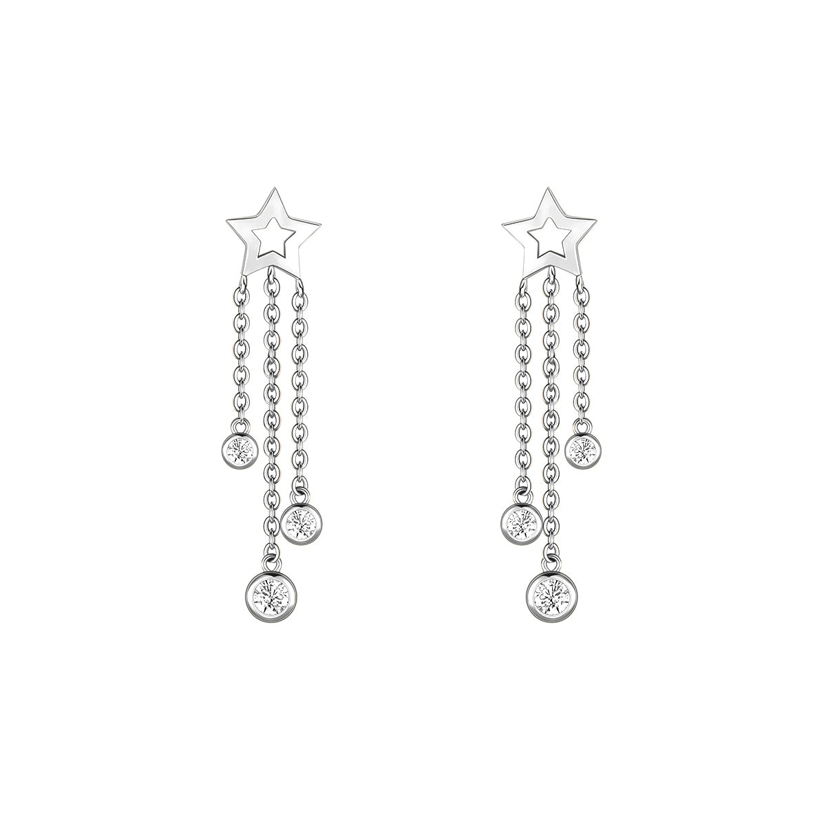 silver start drop earrings, cz charm earrings, stunning jewelry for women