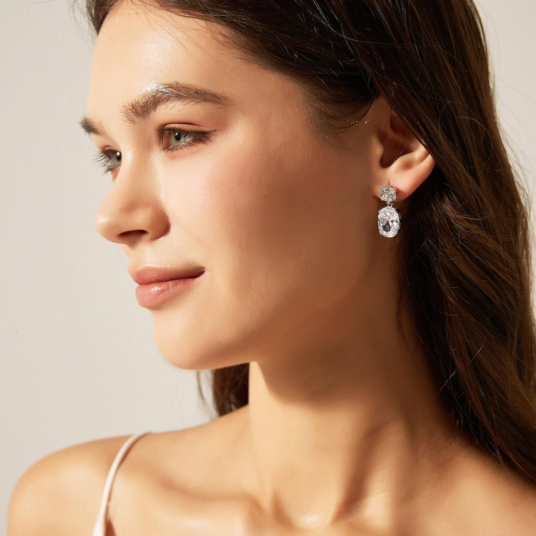 Petite Oval CZ Drop Earrings