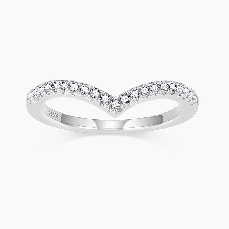 v shaped rings, s925 v shaped ring for women, sterling silver stackable ring