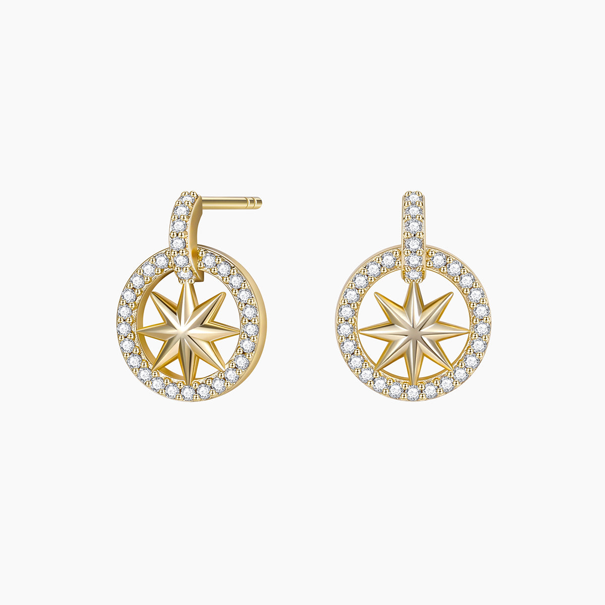 gold plated earrings stud, s925 earrings for women, star earring studs, lucky star earrings