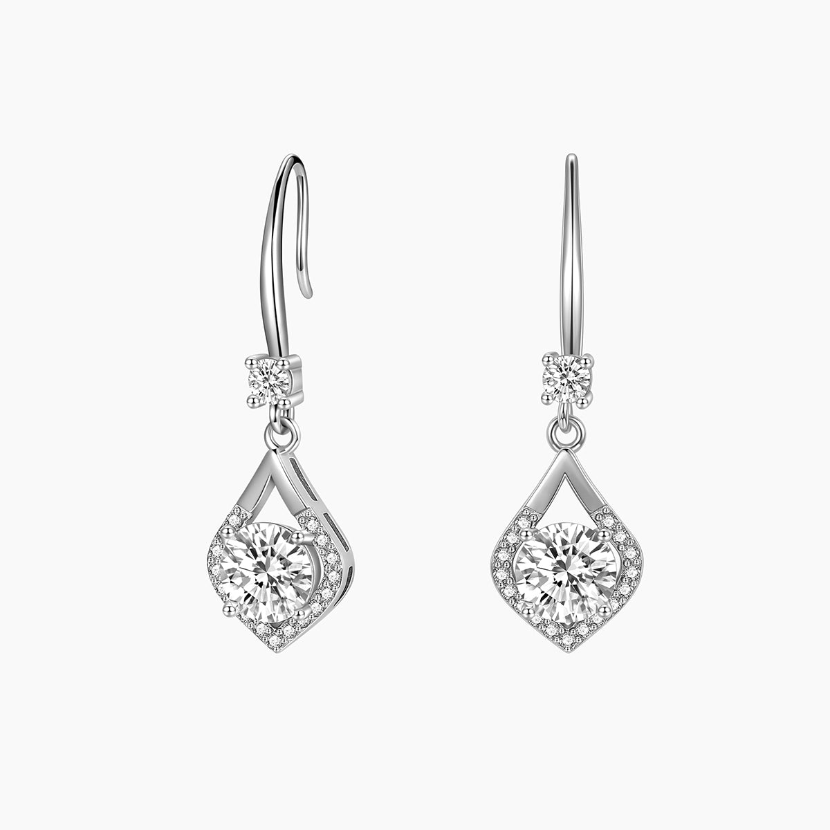 silver drop earrings, cubic zirconia earrings, stunning cz drop earrings, drop earrings for women