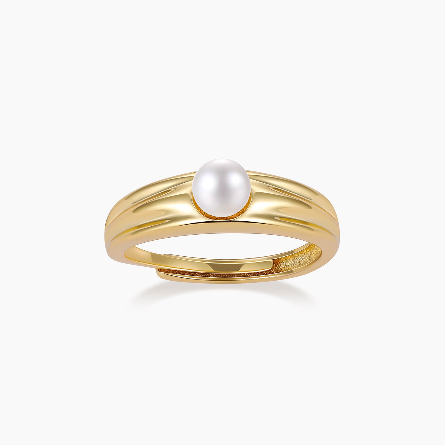 Sterling Silver Wide Band Pearl Ring