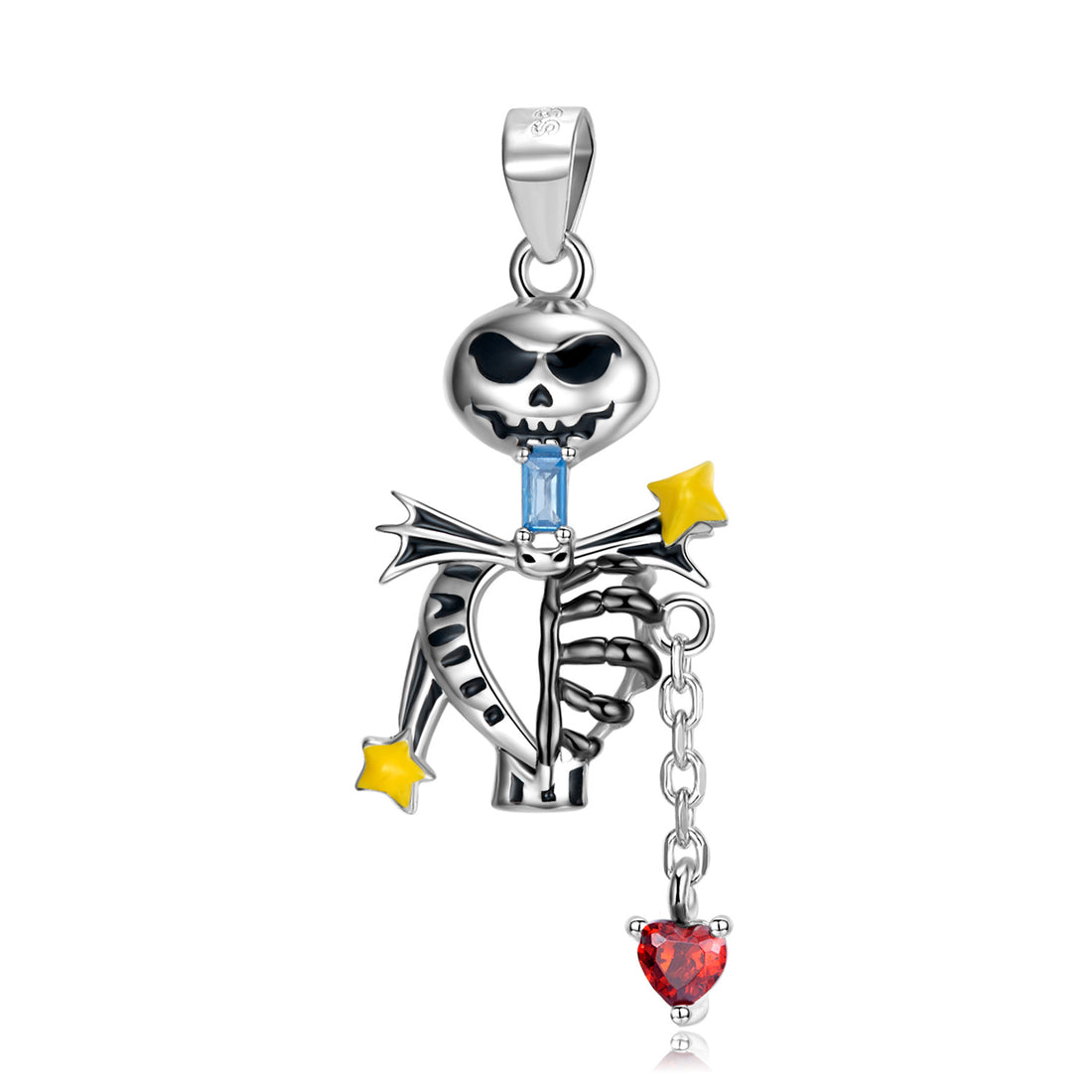 Collana con ciondolo scheletro di Halloween in argento sterling