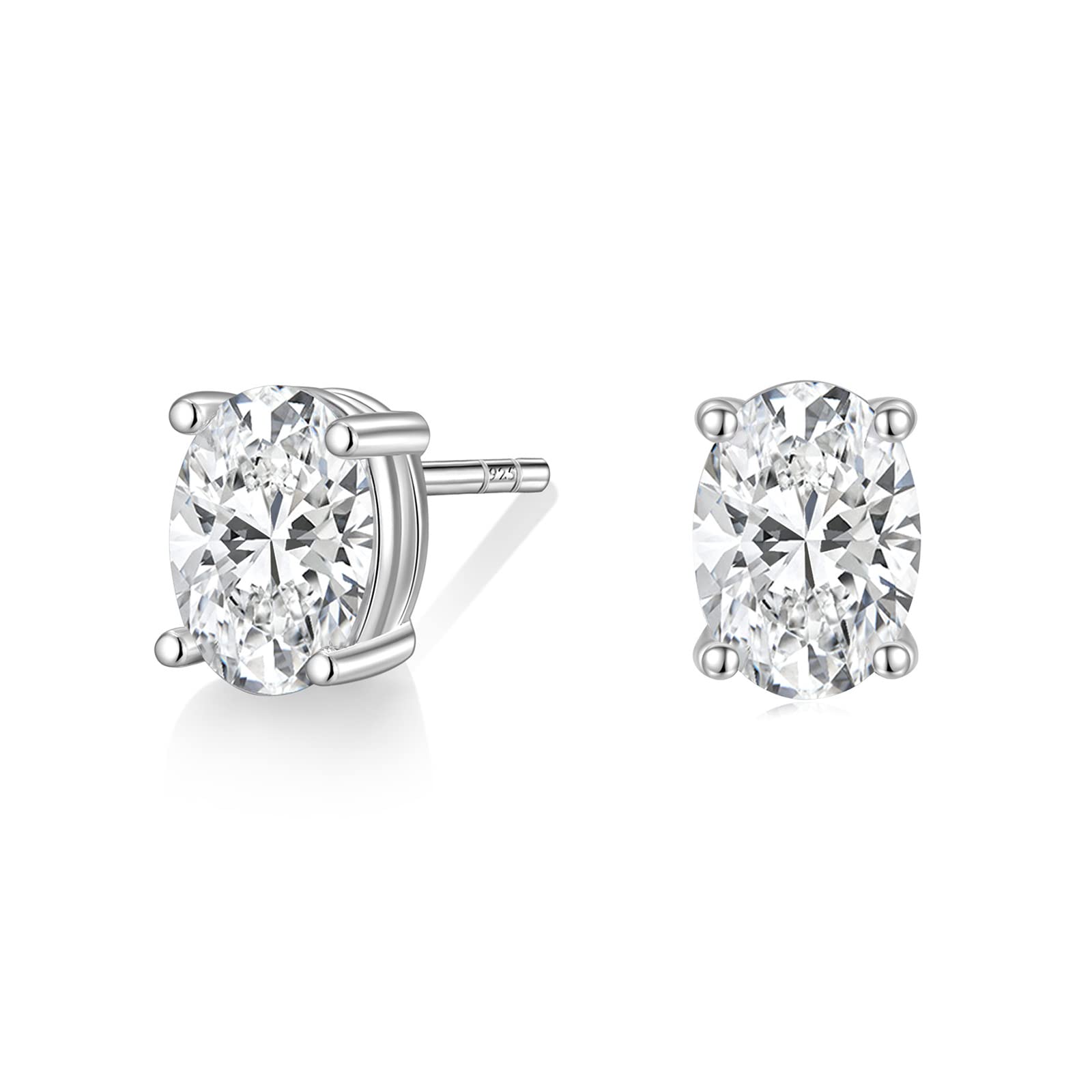 925 pure oval stud earrings; high quality jewelry; Eamti;