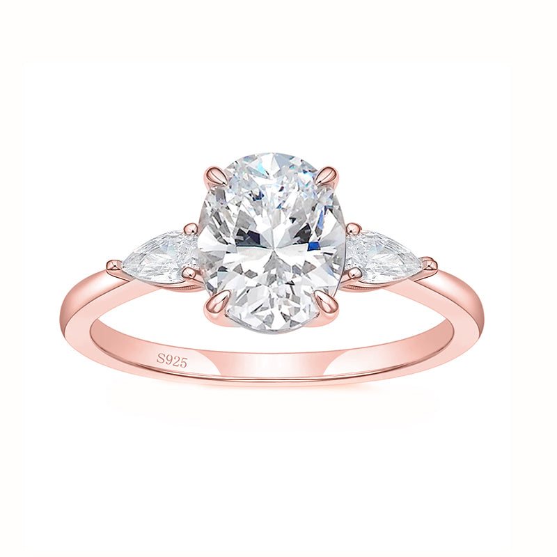 3CT Oval Cubic Zirconia Engagement Ring