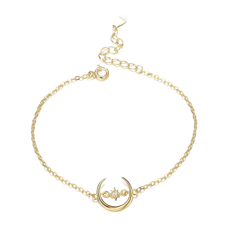 14K gold plated moon bracelet; Eamti;