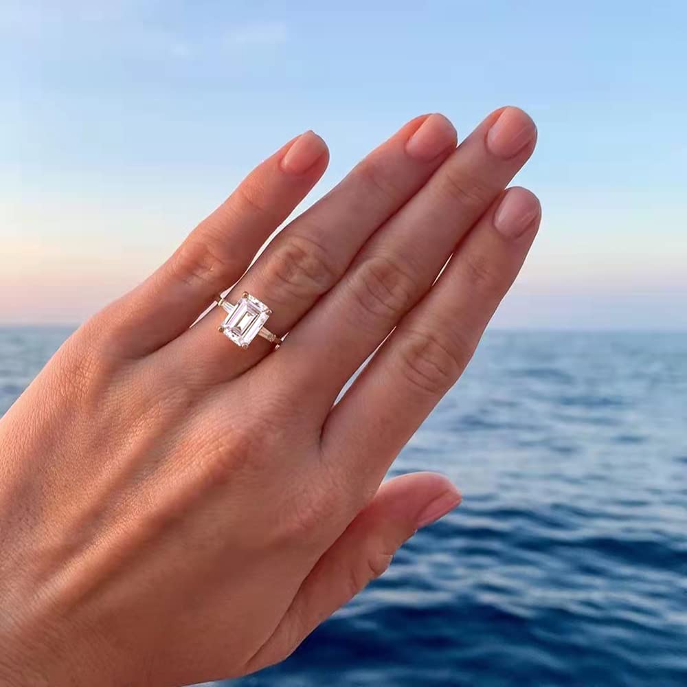 CZ Proposal Ring,2.75 CT Emerald Cut Diamond 2024 Ring,925 Sterling Silver Ring,CZ Engagement Ring,Gift For Her,Silver Solitaire Ring